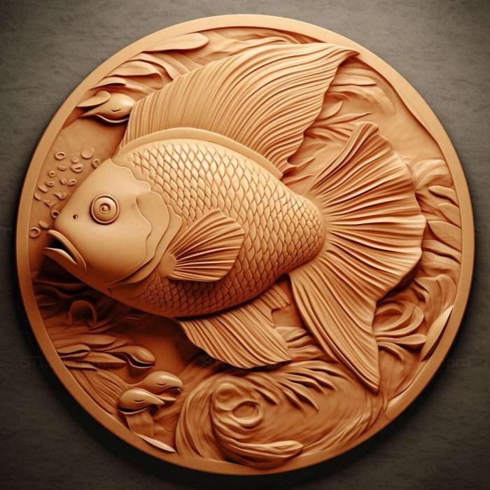 Природа и животные (Рыба - дискус 2, NATURE_4750) 3D модель для ЧПУ станка
